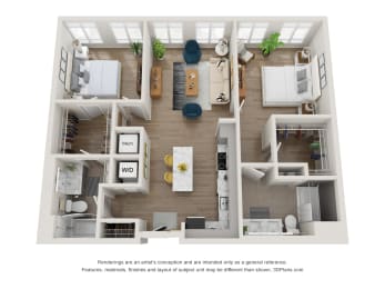 2 beds, 2 baths, 990 sqft, $2,244