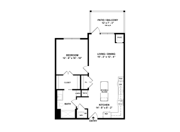 1 bed, 1 bath, 686 sqft, $1,550