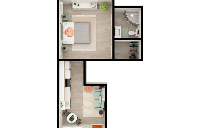 Studio, 1 bath, 450 sqft, $1,175, Unit 101