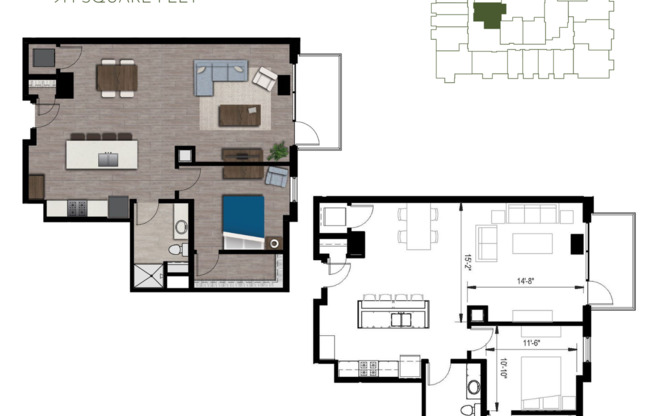 1 bed, 1 bath, 914 sqft, $1,995, Unit 506