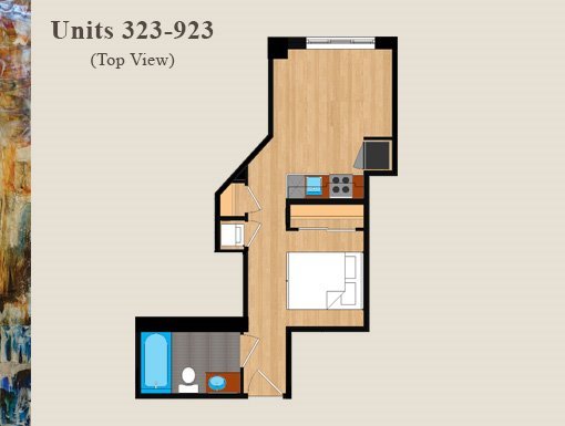 1 bed, 1 bath, $2,500, Unit 623