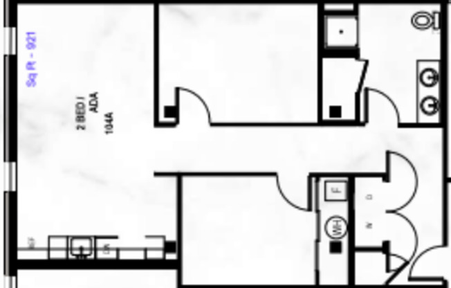 2 beds, 1 bath, 921 sqft, $1,597, Unit A104