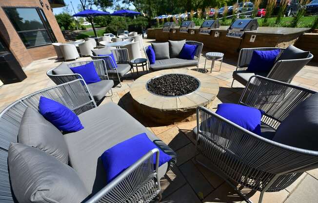 Patio with BBQ Grills and Fire Feature at Durham, Edina, 55435