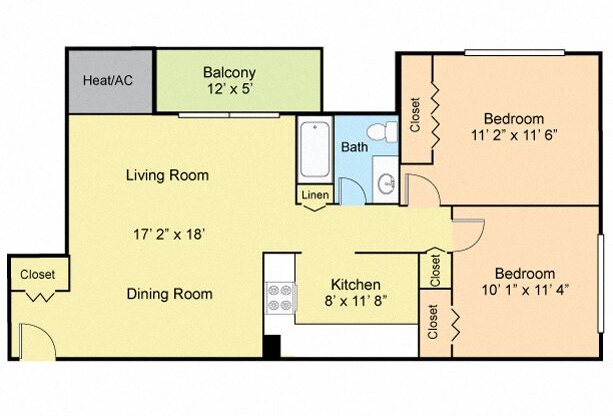 2 beds, 1 bath, 830 sqft, $1,513