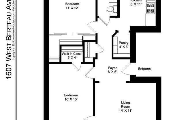 2 beds, 1 bath, 875 sqft, $2,495, Unit 1607-2