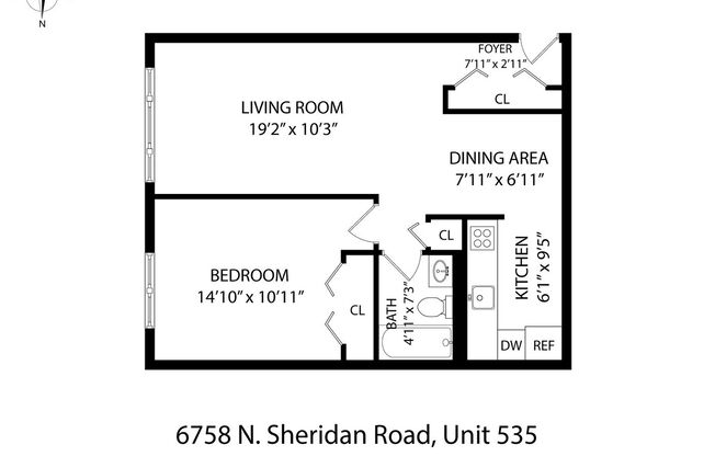 1 bed, 1 bath, 492 sqft, $1,800, Unit 535