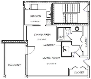 Studio, 1 bath, 536 sqft, $1,675