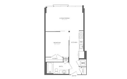 1 bed, 1 bath, 583 sqft, $2,565