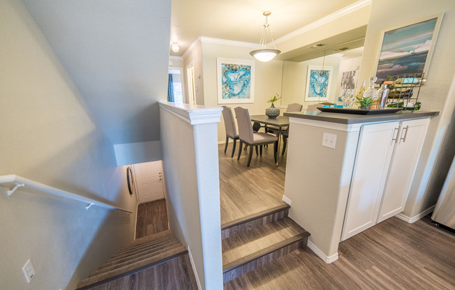 Stairway with Kitchen Nook Area | Apartments For Rent In Scottsdale AZ | The Catherine Townhomes