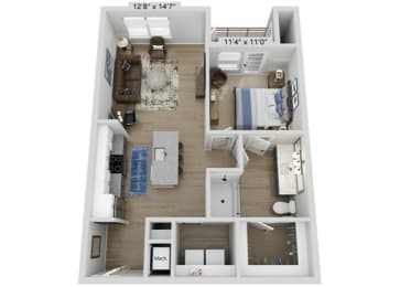1 bed, 1 bath, 763 sqft, $1,513