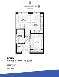 1 bed, 1 bath, 561 sqft, $1,450
