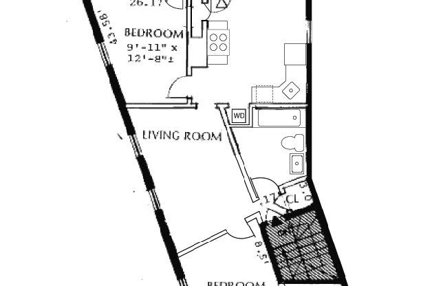 2 beds, 1 bath, 851 sqft, $3,550, Unit 357-03