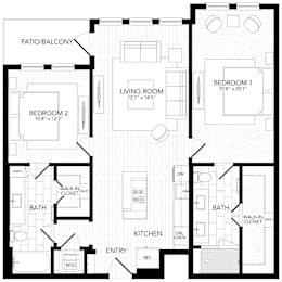 2 beds, 2 baths, 1,181 sqft, $3,479
