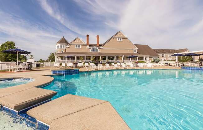 This is a photo of the pool area at Nantucket Apartments in Loveland, Ohio.