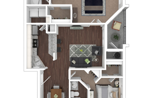 2 beds, 2 baths, 1,070 sqft, $1,907