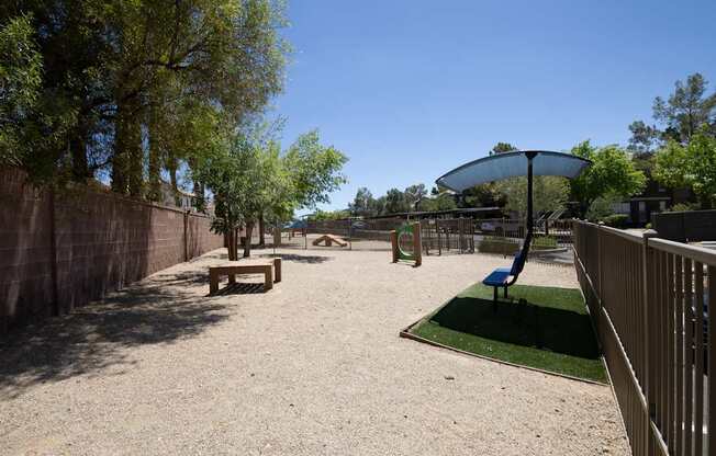 Pet run with exercise equipment and bench