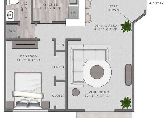 1 bed, 1 bath, 806 sqft, $2,618