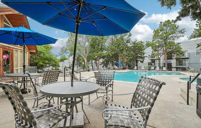 Poolside Dining Tables at Glen at Lakewood, Colorado