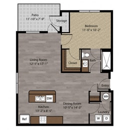 1 bed, 1 bath, 736 sqft, $1,252