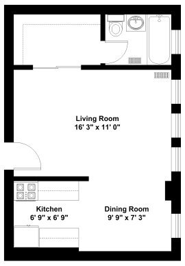 Studio, 1 bath, 410 sqft, $1,750, Unit 204