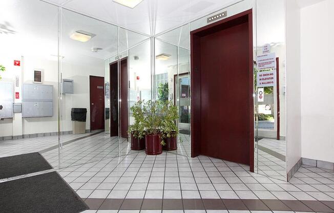 Lobby entrance with view of the elevator