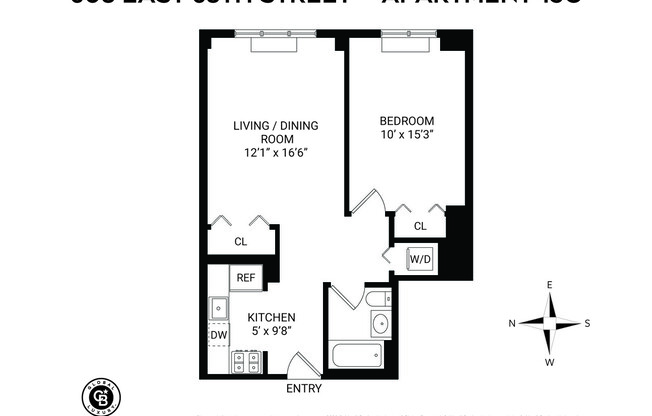 1 bed, 1 bath, 660 sqft, $5,200, Unit 15C