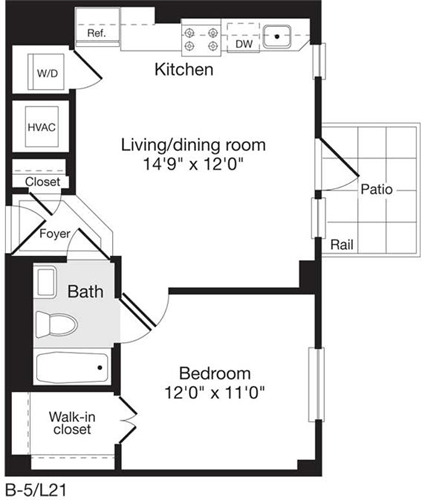 1 bed, 1 bath, 547 sqft, $2,310, Unit L21