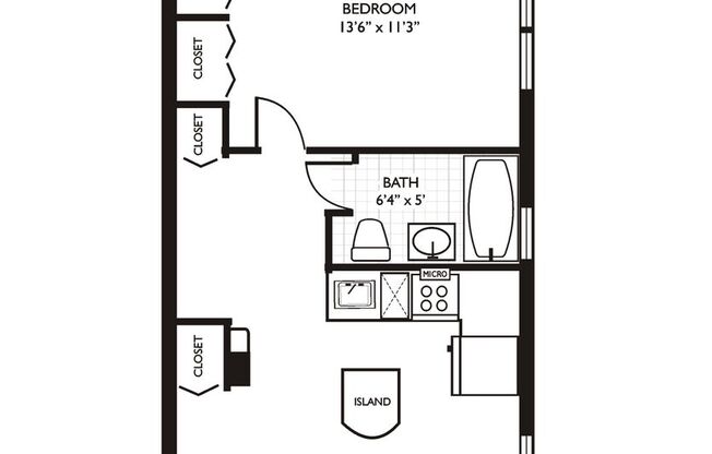 1 bed, 1 bath, 408 sqft, $1,975, Unit 707