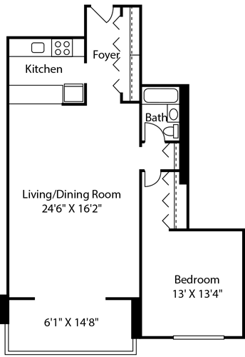1 bed, 1 bath, 910 sqft, $3,500, Unit 4A