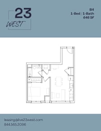 1 bed, 1 bath, 646 sqft, $1,850