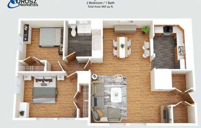 2 beds, 1 bath, 875 sqft, $1,595, Unit 8A