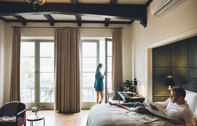 Bedroom View at Villa Carlotta – Furnished Apartments, Los Angeles, California