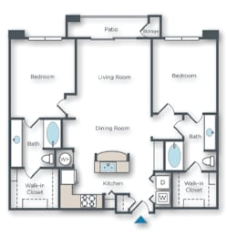 2 beds, 2 baths, 1,111 sqft, $1,495