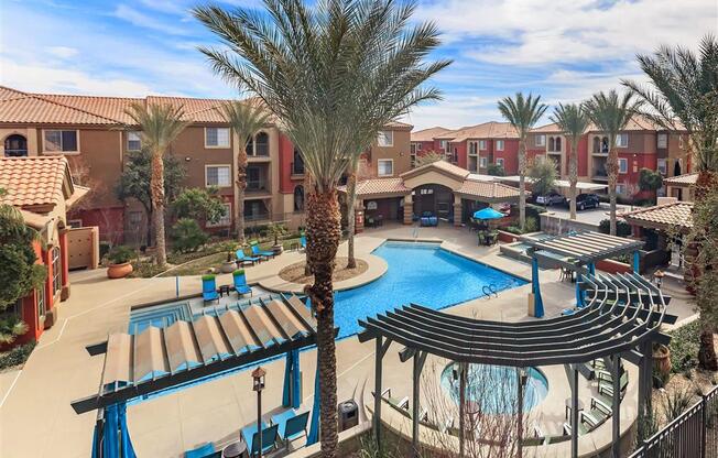 Aerial View Of Montecito Pointe Pool in Las Vegas, NV Apartment Homes