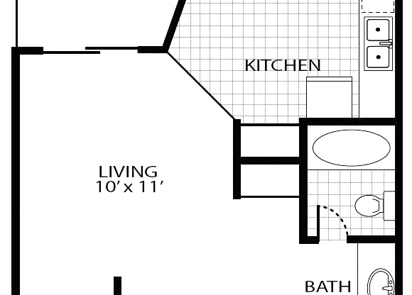 Studio, 1 bath, 395 sqft, $855