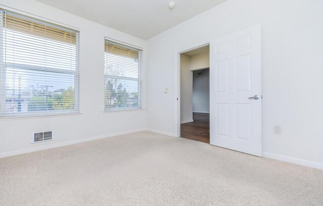 a room with a large window