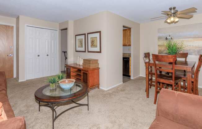 Standard unit with carpeting throughout  at 444 Park Apartments, Richmond Heights, OH, 44143