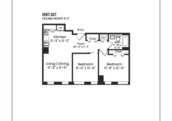 2 beds, 1 bath, 742 sqft, $3,750, Unit 507