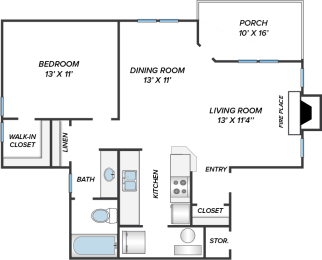 1 bed, 1 bath, 706 sqft, $989