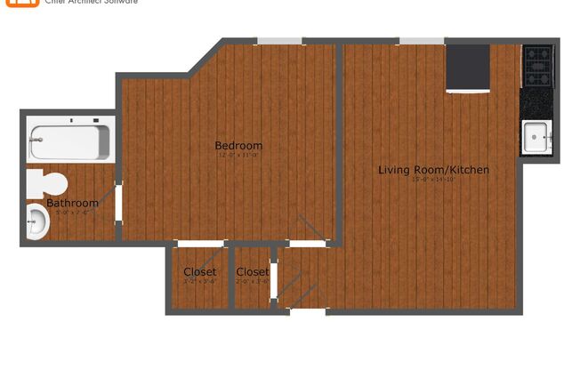 1 bed, 1 bath, 330 sqft, $1,045, Unit 205