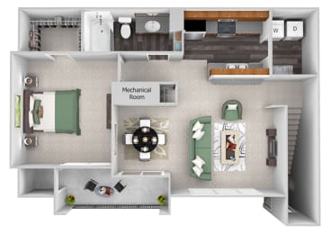 1 bed, 1 bath, 842 sqft, $1,567