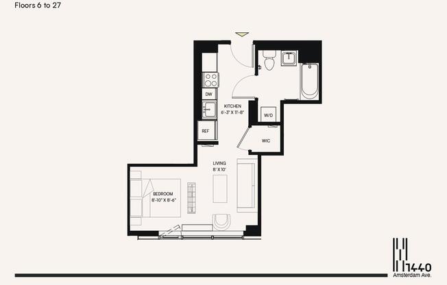 Studio, 1 bath, $3,195, Unit 2022