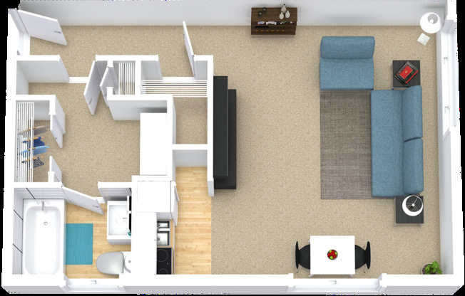 Studio, 1 bath, 465 sqft, $815, Unit 25F