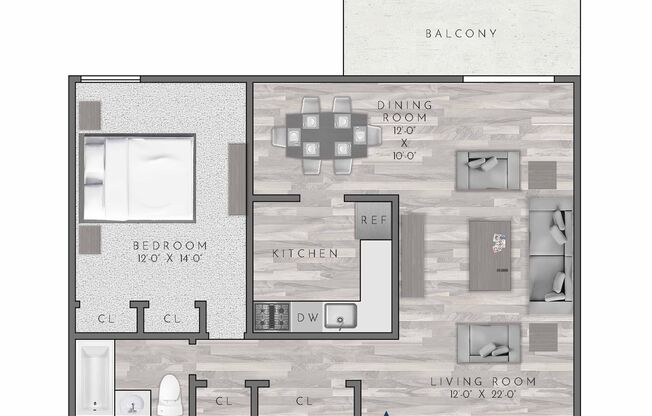 1 bed, 1 bath, 750 sqft, $1,845