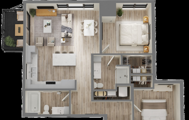 2 beds, 2 baths, 952 sqft, $2,200, Unit 201