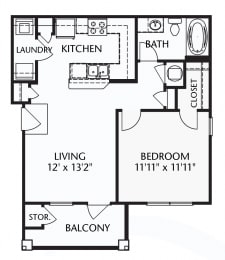 1 bed, 1 bath, 645 sqft, $1,191