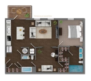 1 bed, 2 baths, 1,045 sqft, $2,395