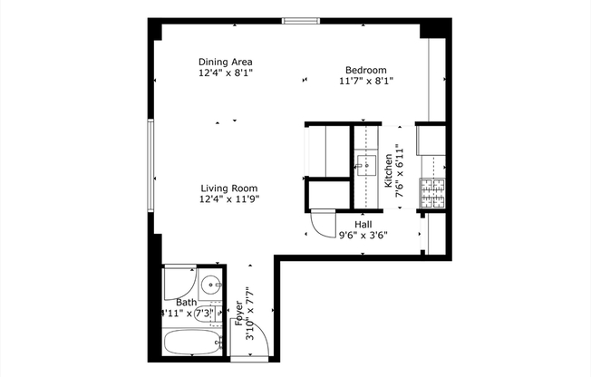 1 bed, 1 bath, 567 sqft, $2,900, Unit 1401