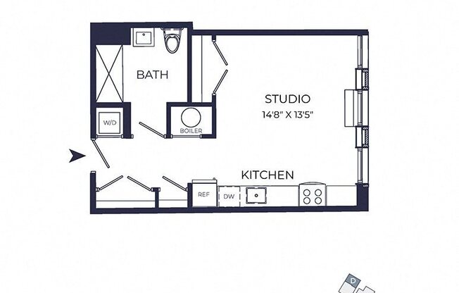Studio, 1 bath, 496 sqft, $3,300