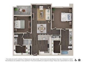 2 beds, 2 baths, 1,207 sqft, $3,750